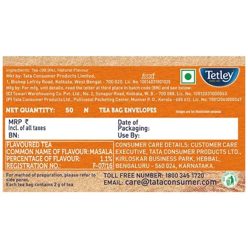 Tetley Masala Tea - Spiced & Flavourful Assam Blend,  100 g (50 Bags x 2 g each) -3.webp